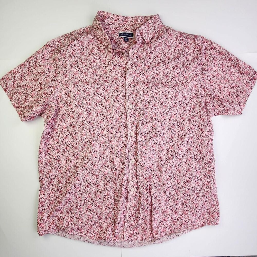 Club-room Men's Red and White Shirt